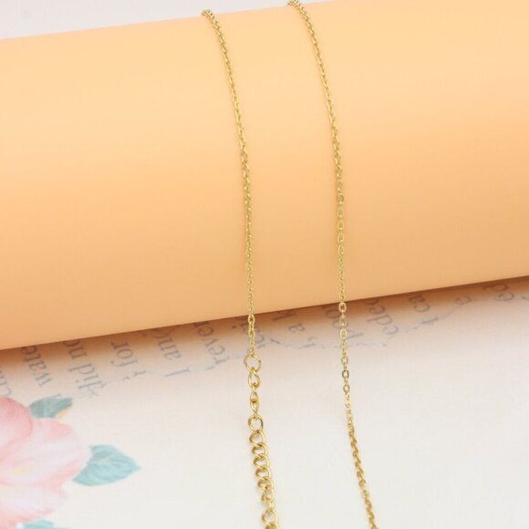 Yellow Gold Heart Charm Necklace with Adjustable Chain, XPNL0356 - Picture 9 of 11